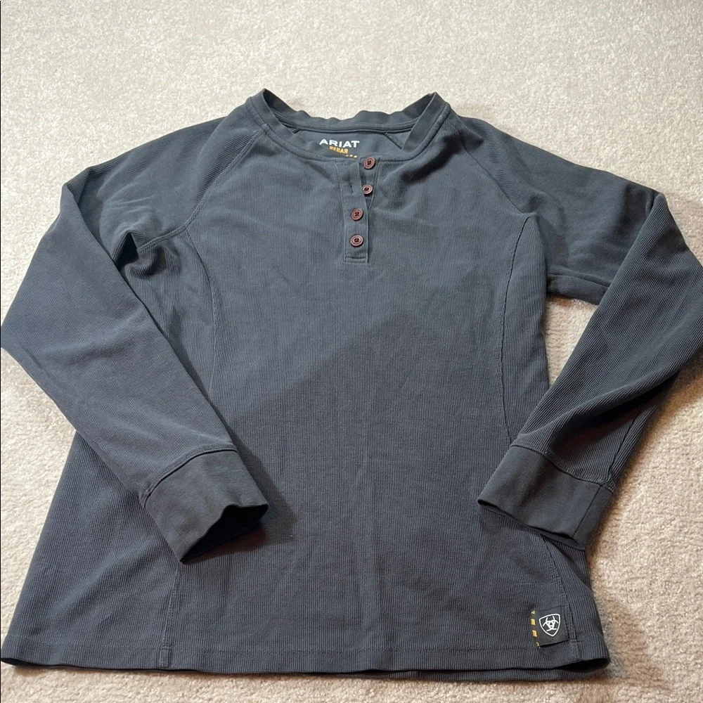 Ariat Rebar Mens Gray Thermal Henley Long Sleeve Shirt S/P - Picture 4 of 9